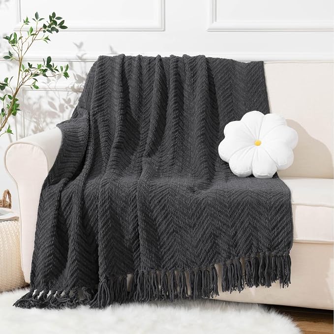 BATTILO HOME Dark Grey Throw Blanket - Image 7