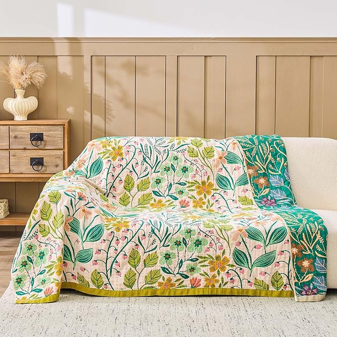 Beige Boho Throw Blanket, 100% Cotton Blankets - Image 7
