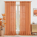 LAMIT Burnt Orange Sheer Linen Curtains, 84 inch Light Filtering Semi Sheer by LAMIT