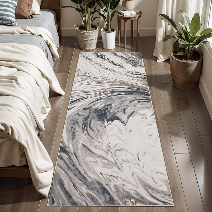 Ciicool 2x6 Washable Runner Rug, Modern Abstract Soft Hallway Rugs Runner - Image 2