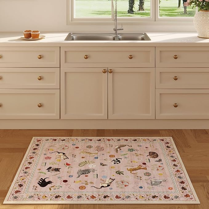 Rugcomf Door Mat Indoor Entrance 2x3 Rug Machine Washable Boho Floral Animal - Image 4
