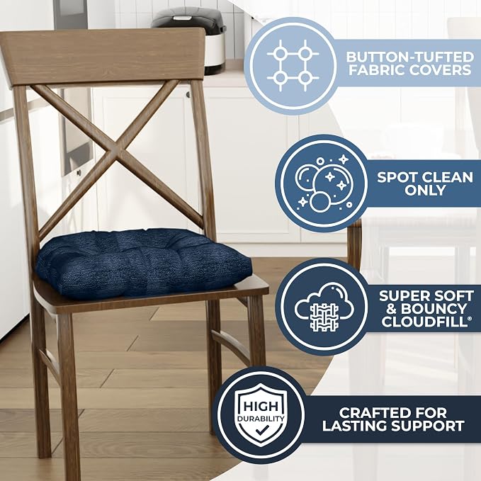 Klear Vu Gripper Overstuffed Universal Non-Slip Dining Chair Cushions - Image 2