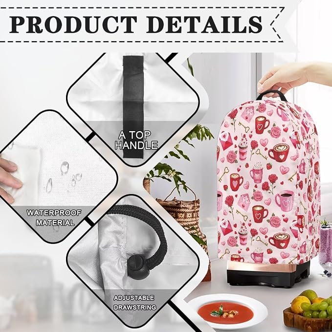 Pink Blender Dust Cover Valentine's Day Food Processor Cover Coffee Machine - Image 5