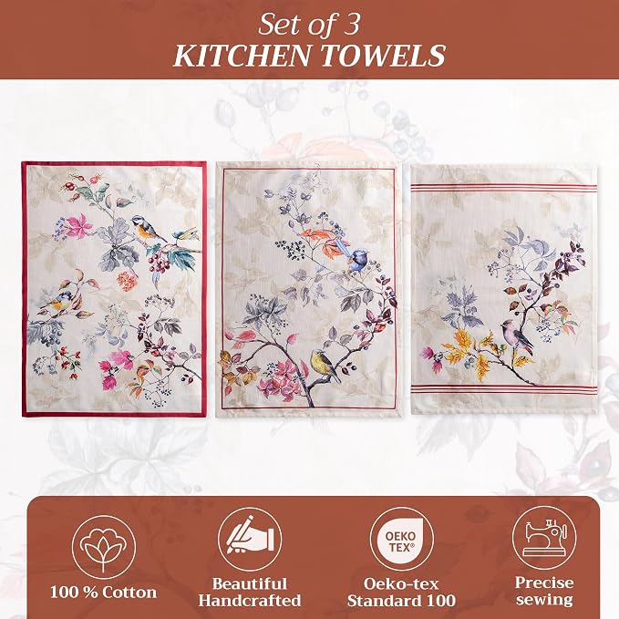 Maison d' Hermine Kitchen Towels Set of 3 100% Cotton 20" x 27.5" Reusable - Image 2
