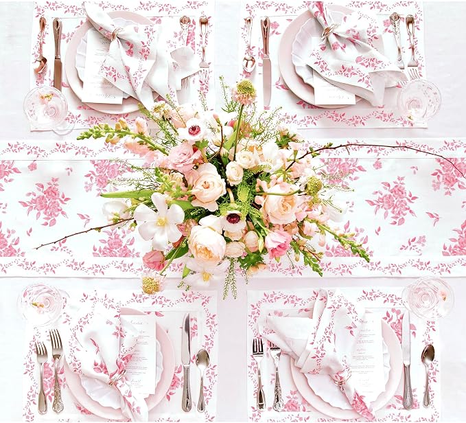 Solino Home Pink Floral Print Table Runner 108 Inches Long - Image 3