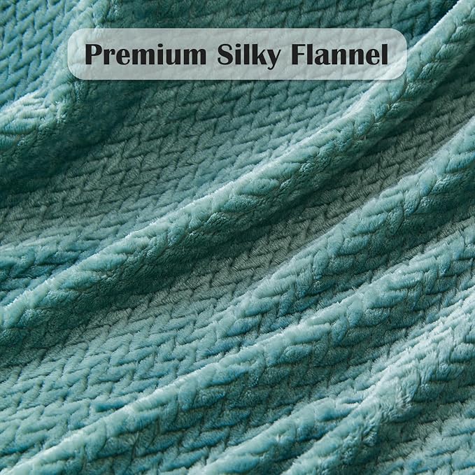 NEWCOSPLAY Super Soft Queen Blanket Light Teal Premium Silky Flannel Fleece - Image 5