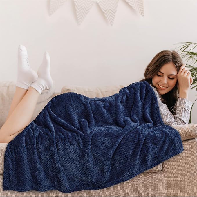 PAVILIA Navy Blue Throw Blanket - Image 9