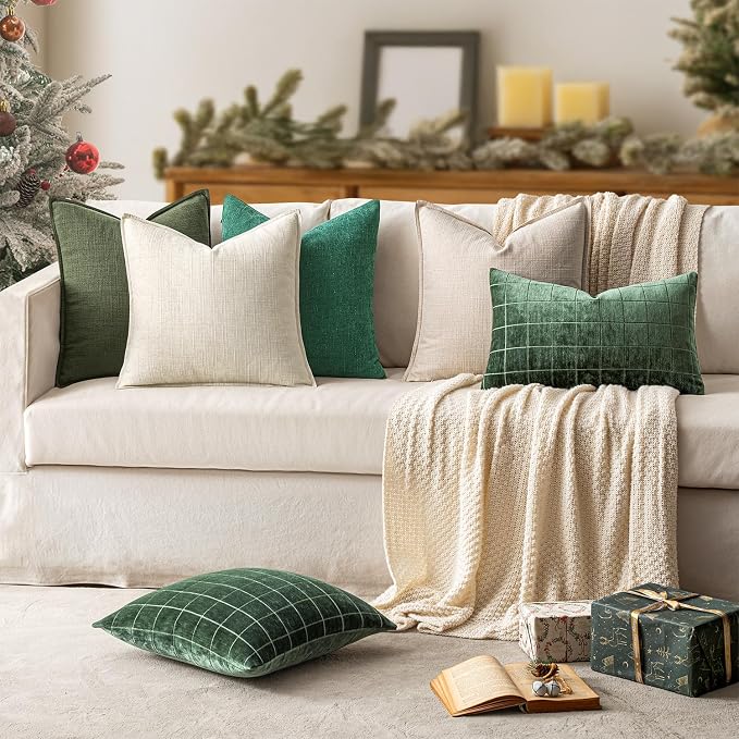 MIULEE Christmas Decorative Pillow Covers 18x18, 2 Pack Boho Farmhouse Neutral - Image 3