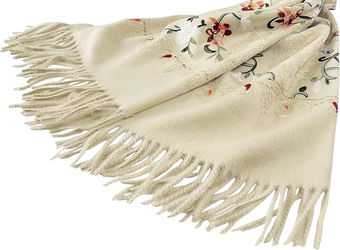 Urban CoCo Women's Embroidered Tassel Long Shawl Oversize Scarf Wraps - Image 3