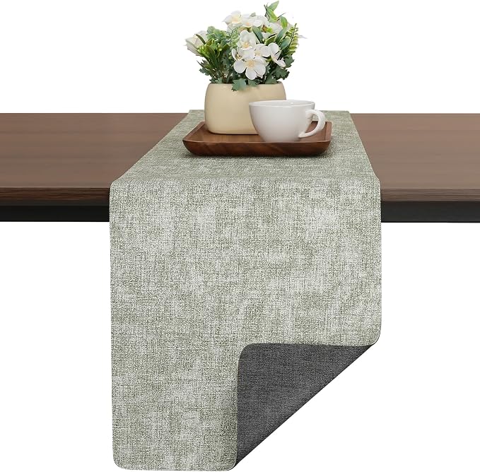 Table Runners 94 Inches Long, Dual-Sided Faux Leather Farmhouse Table Runner by Chitomars
