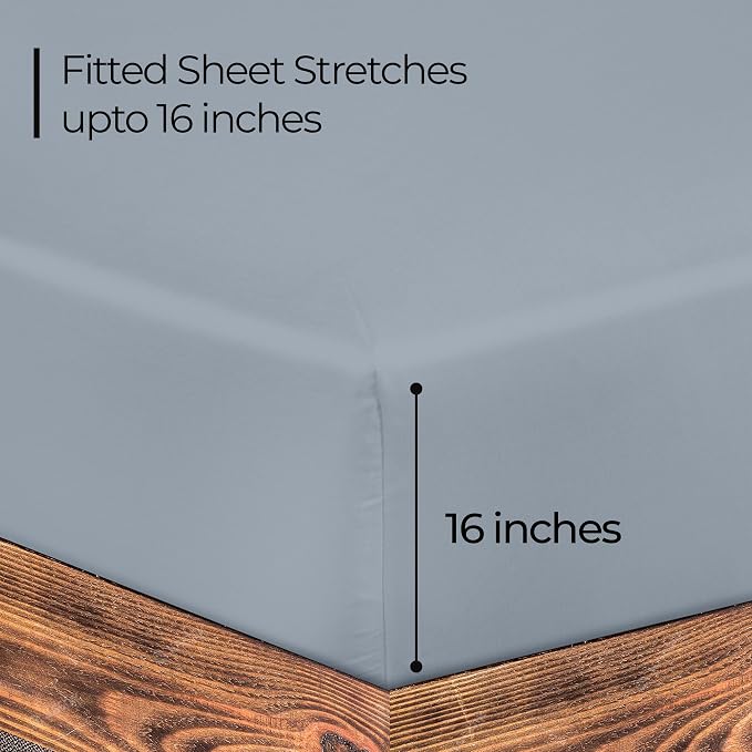 ROYALE LINENS 300 Thread Count 100% Long Staple Combed Cotton Fitted Sheet Queen - Image 2