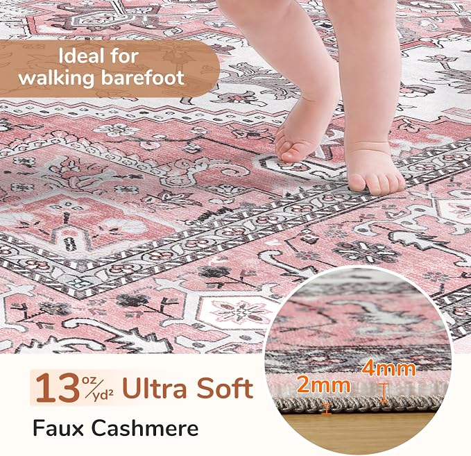 OPPODREAM Thin Area Rugs 4x6, Low-Pile Washable Rugs 4x6 - Image 2