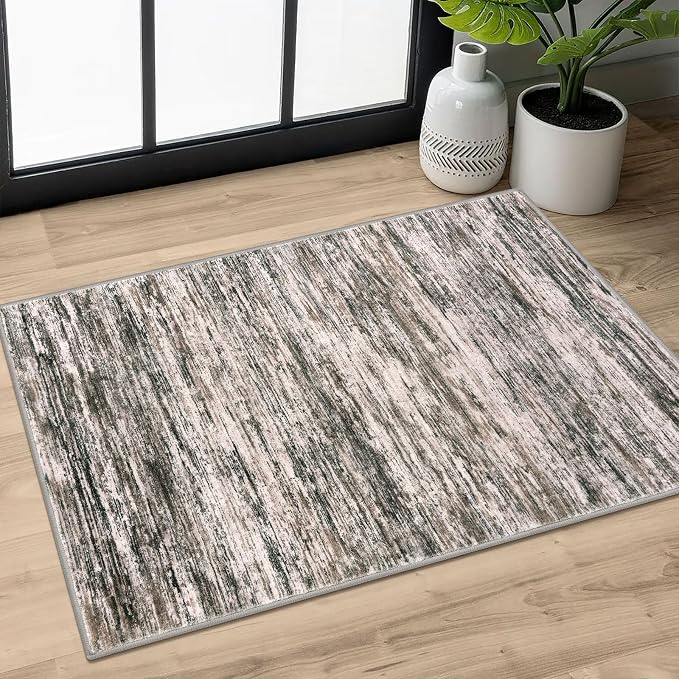 2x3 Modern Abstract Rug for Entryway, Washable Non-Slip Kitchen Rugs, Low-Pile by SiiloomRug