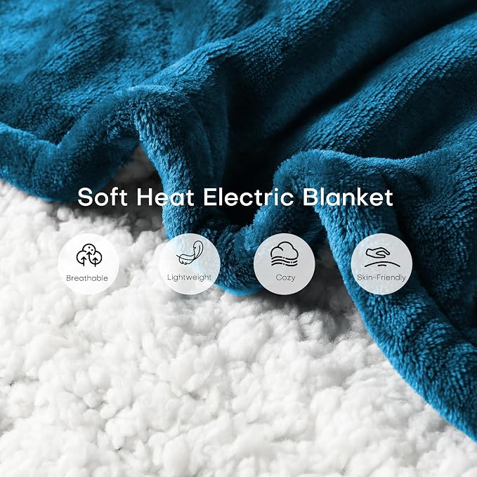 Electric Heated Blanket Throw Size 50"x60", 5 Heat Settings- 3H Auto Shut Off - Image 4
