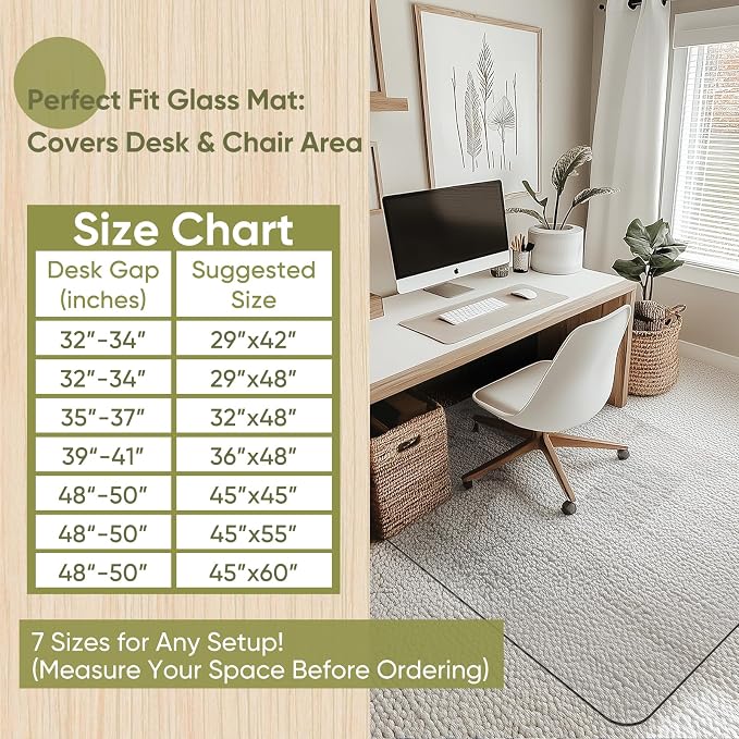 Office Chair Mat for Carpet & Hardwood, Upgraded 36" x 48" Dual Use Tempered - Image 8
