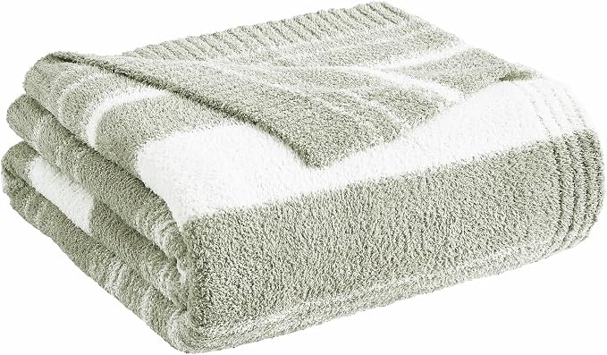WRENGONGE Sage Green Throw Blanket, 60x80 Soft Cozy Striped Throw Blankets - Image 5