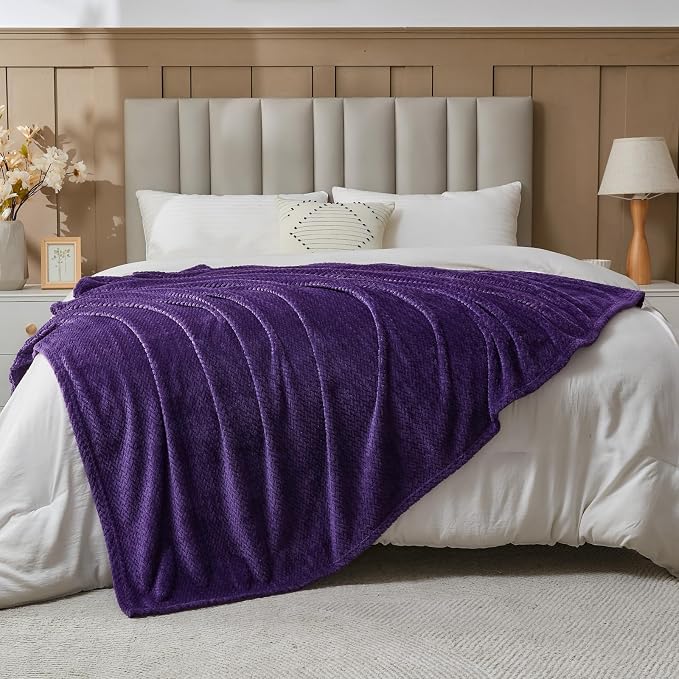 NEWCOSPLAY Super Soft Throw Blanket Dark Purple Premium Silky Flannel Fleece - Image 4
