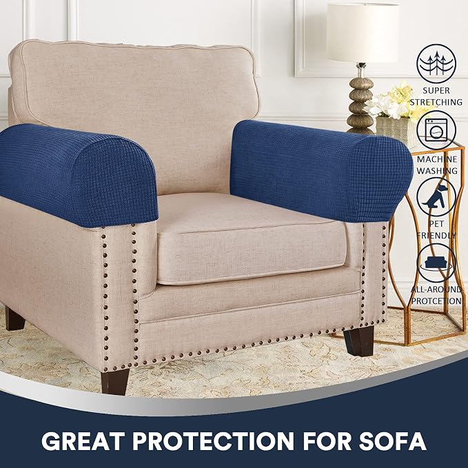 Stretch Sofa Arm Covers Spandex Jacquard Anti-Slip Couch Arm Covers - Image 2