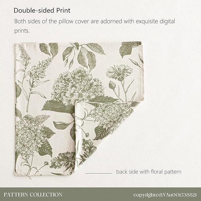 Foindtower Set of 2 Linen Floral Vintage Throw Pillow Covers Neutral Accent - Image 7