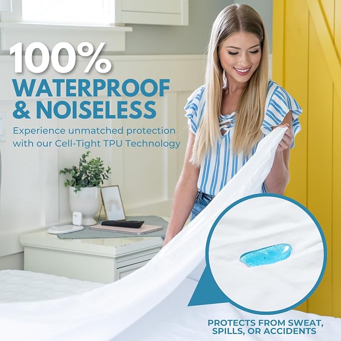 Twin XL Size 39x80” Premium Waterproof Zippered Mattress Encasement, 100% Cotton - Image 2