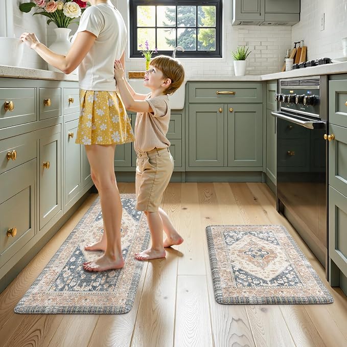 KIMODE Kitchen Rugs and Mats 2PCS Cushioned Anti Fatigue Kitchen Mat Non-Skid - Image 8