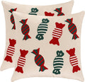LUOYEHK Christmas Pillow Covers 18x18 Set of 2 Candy Decorative Beige Pillow by LUOYEHK