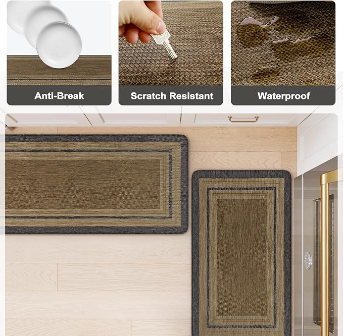 KIMODE Anti Fatigue Kitchen Mats 17"x47"+17"x29", Farmhouse Kitchen Rugs Sets - Image 6