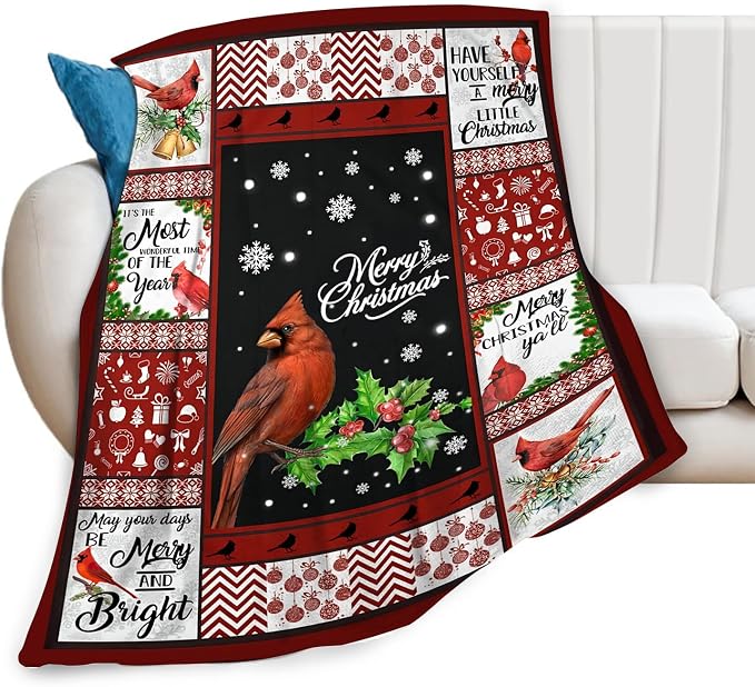 Cardinal Christmas Throw Blanket by citari