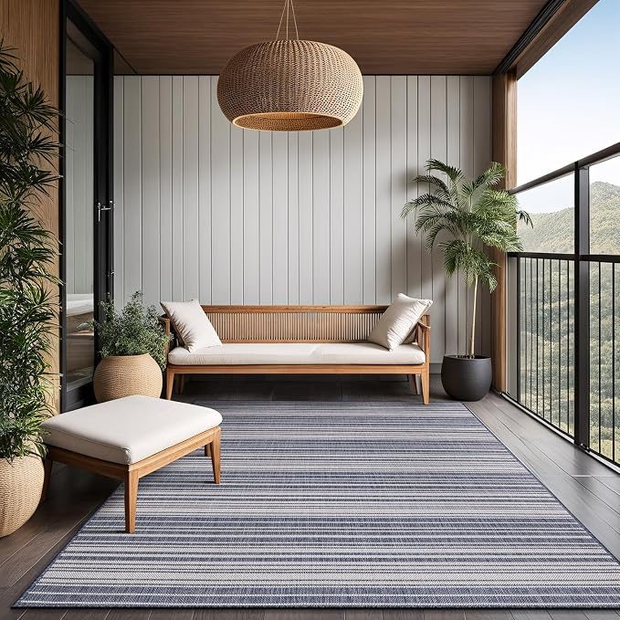 Stripe Outdoor Rug 5x7 Washable Outside Carpet - Image 8
