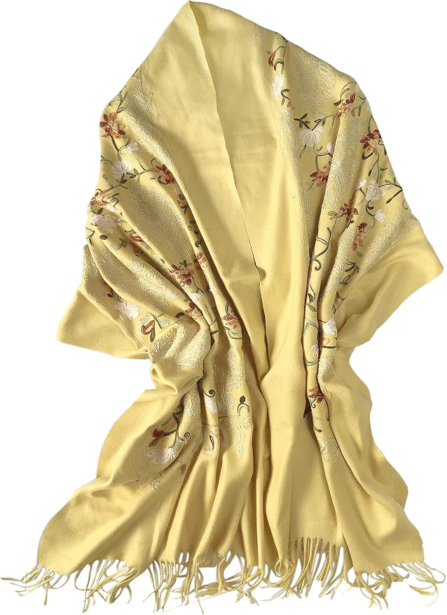 Urban CoCo Women's Embroidered Tassel Long Shawl Oversize Scarf Wraps - Image 2