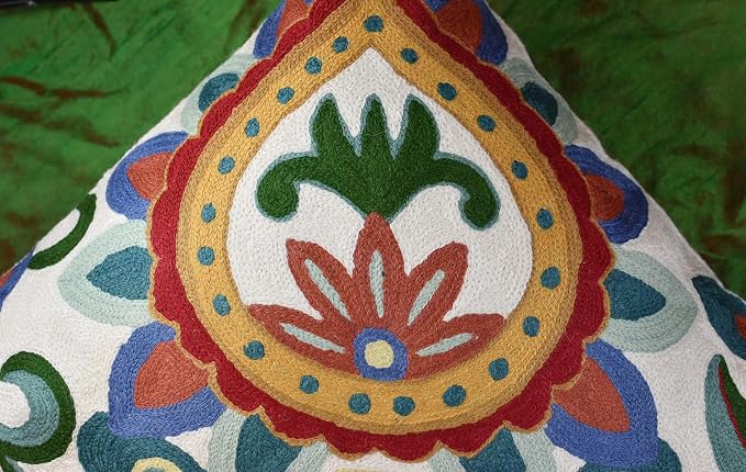 Daisy Floral Pillow Cover Teal Flower Pillowcase Flowery Outdoor Cushion Suzani - Image 6