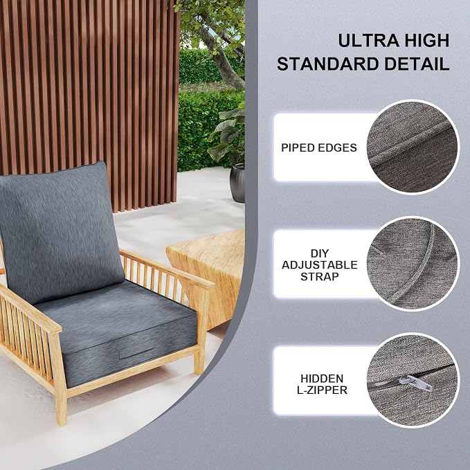Outdoor Olefin Water-Resistant Deep Seat Cushion Set, Thickened Sofa Chair Pad - Image 6