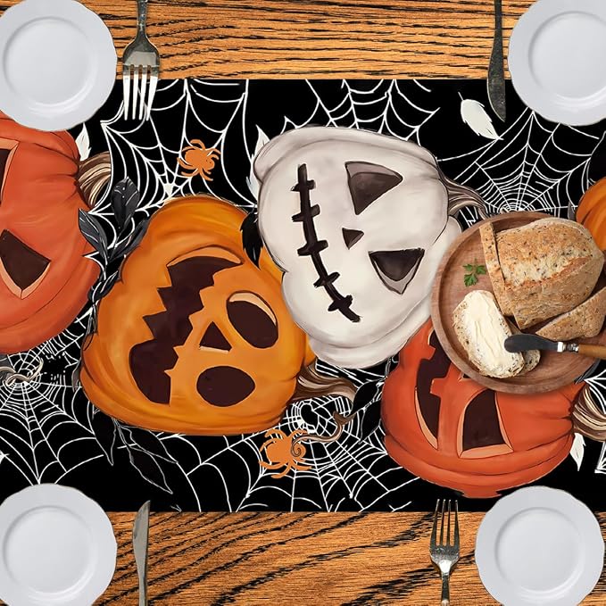 LTLYH Halloween Table Runner 13 x 72 Inch, Halloween Pumpkin Spider Dining - Image 4