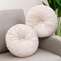 2 Pcs Round Throw Pillows 15 Inch Decorative Velvet Pleated Pumpkin Floor Boho by Beeveer
