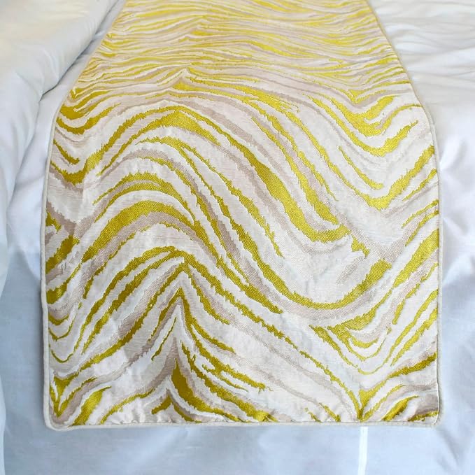 The HomeCentric King/Queen/Twin Yellow & Grey Decorative Bed Runner King - Image 3