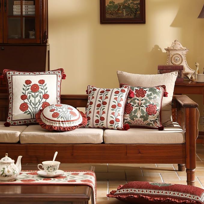 Vintage Square Throw Pillow Covers, Decoration Pillows Cushion Covers - Image 3
