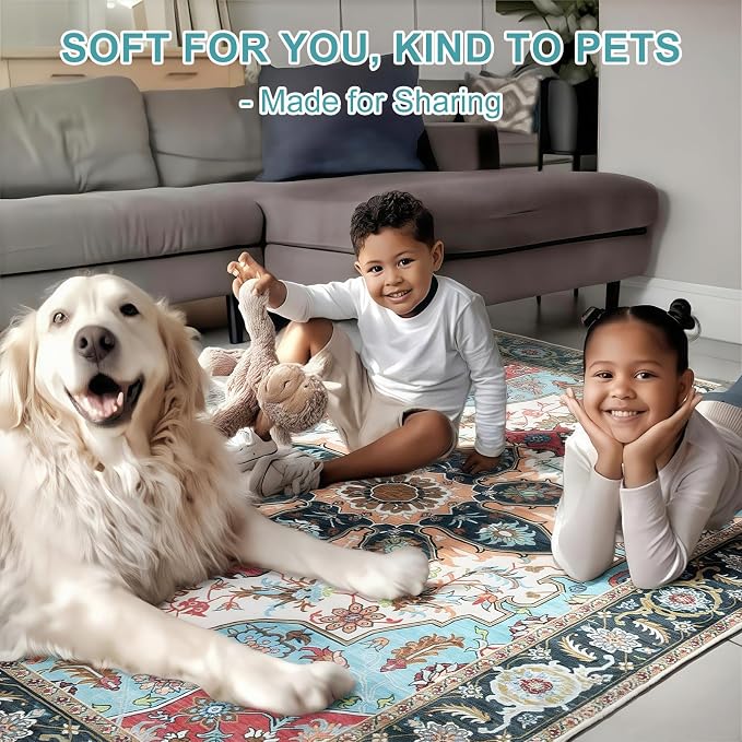 WILLSUN Washable Area Rugs, 8x10 Non-Slip Boho Large Area Rugs - Image 3