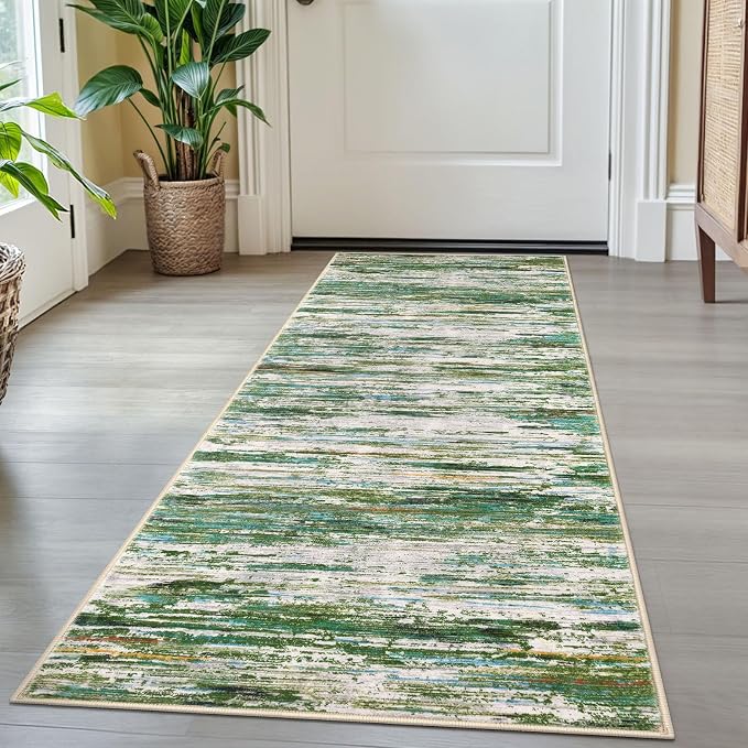 2x5 Modern Abstract Runner Rug for Hallway, Non-Shedding Washable Rug for by SiiloomRug