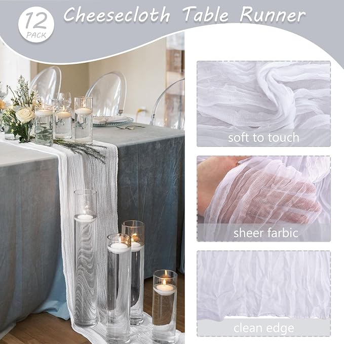 12 Pack Boho Gauze Table Runner - Image 4