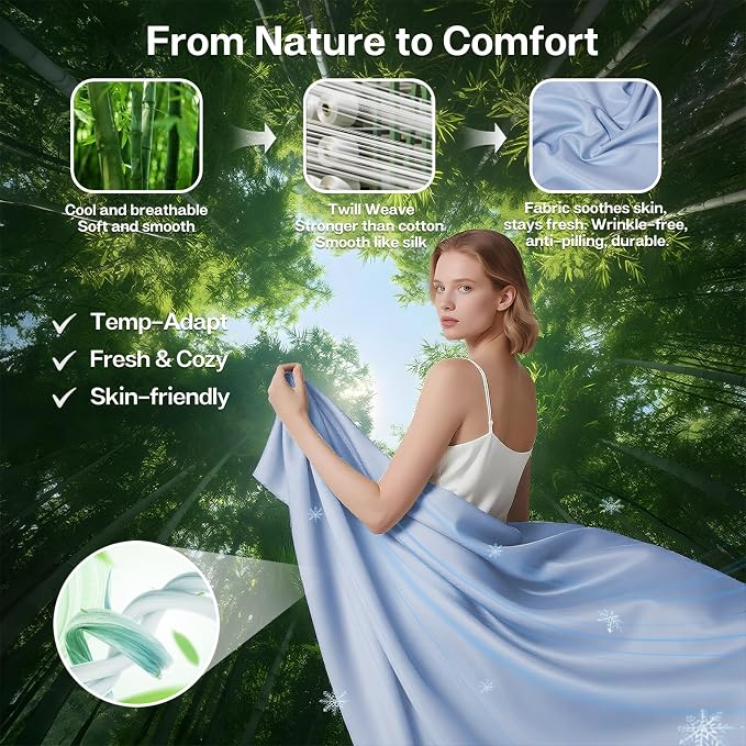 MR&HM King Fitted Sheet Only, Ultra-Soft Rayon Derived from Bamboo & Polyester - Image 2
