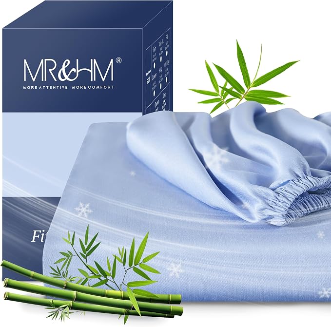 MR&HM Full Fitted Sheet Only, Ultra-Soft Rayon Derived from Bamboo & Polyester by MRHM