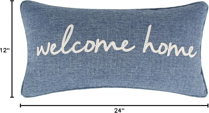 Levtex Home - Tobago - Decorative Pillow - Welcome Home - Blue and White - Image 5