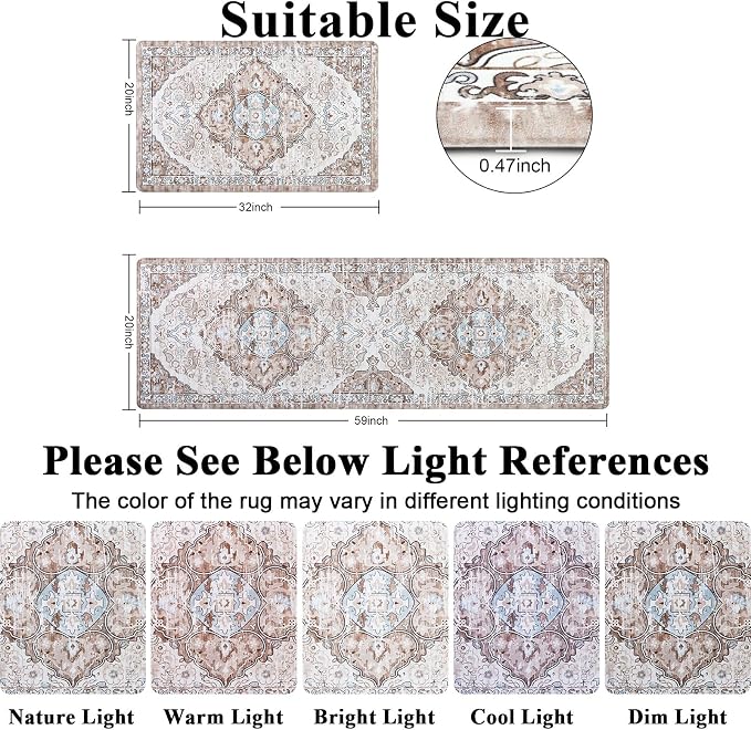 Ileading Anti Fatigue Kitchen Rugs Sets of 2 Cushioned Kitchen Mats - Image 3