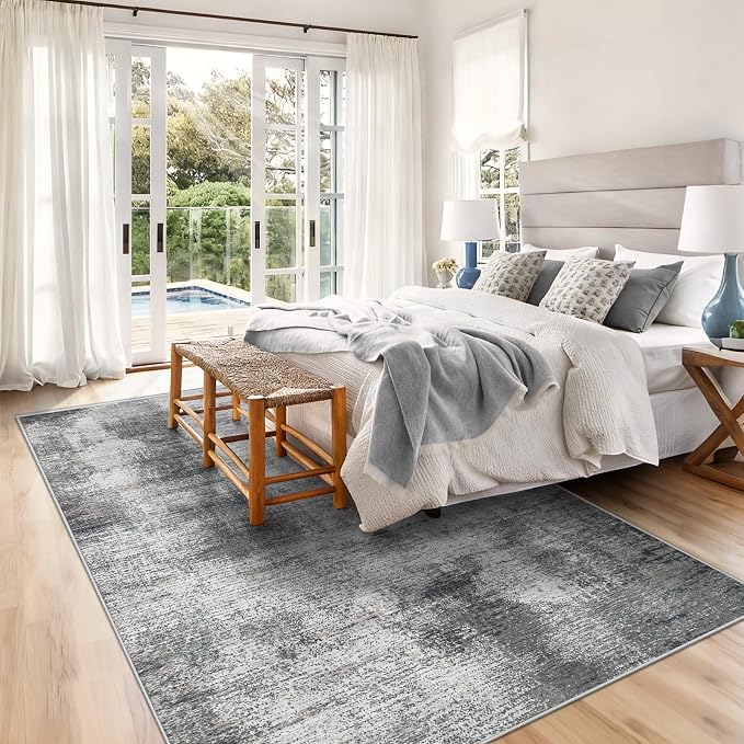 5x7 Area Rugs for Living Room: Washable Rug Modern Abstract Neutral Soft Rugs - Image 6