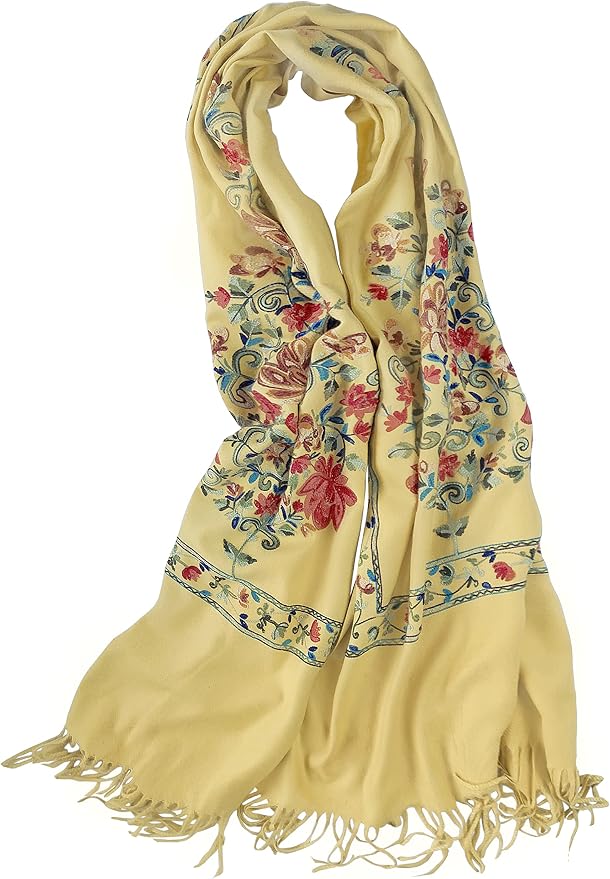 Urban CoCo Women's Embroidered Tassel Long Shawl Oversize Scarf Wraps - Image 3