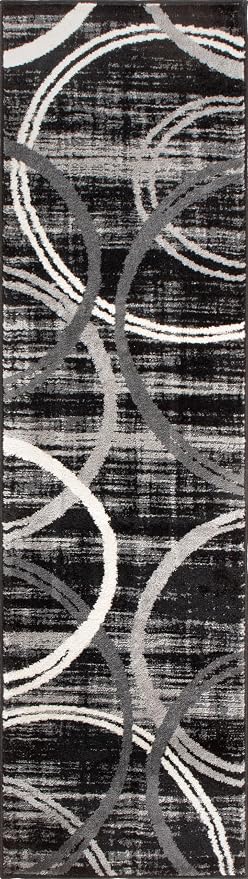 Rugshop Modern Wavy Circles Design Runner Rug, Fade-Resistant Carpet - Image 3