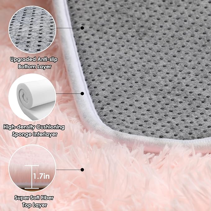 ONASAR Pink Runner Rugs for Bedroom Living Room, 2x6 Washable Bedside Hallway - Image 4