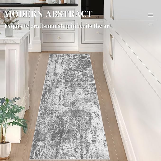 Ciicool 2x6 Washable Runner Rug, Modern Abstract Hallway Rugs Runner, Non-Slip - Image 2