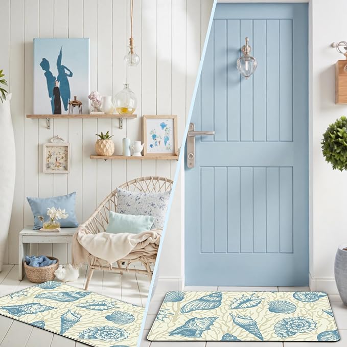 Kitchen Mats for Floor Cushioned Anti Fatigue Sets of 2 Beach Theme Kitchen - Image 7