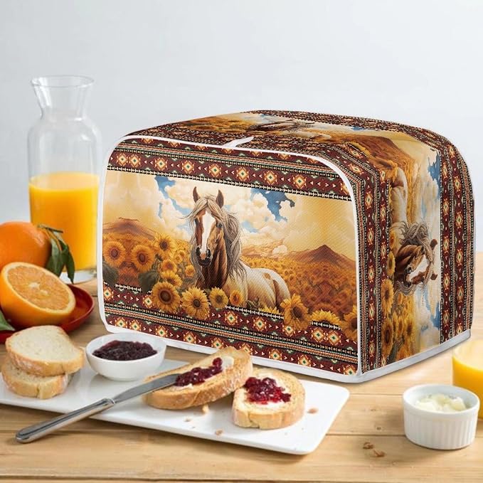 Aztec Horse Sunflower Printed Oven Cover Toaster Cover - Image 5